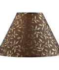 Brown empire lamp shade with leaf pattern. Not Off White Faux Linen Empire Lamp Shade With Brass Spider Fitter, 7 Inch Top, 18 Inch Bottom, 12.5 Inch High, Transitional Hardback Construction, 18 Inch Wide, Fits Lamp Harp And Finial Sold Separately.