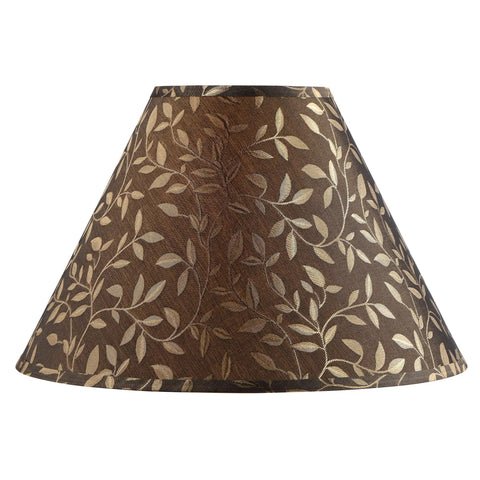 Brown empire lamp shade with leaf pattern. Not Off White Faux Linen Empire Lamp Shade With Brass Spider Fitter, 7 Inch Top, 18 Inch Bottom, 12.5 Inch High, Transitional Hardback Construction, 18 Inch Wide, Fits Lamp Harp And Finial Sold Separately.