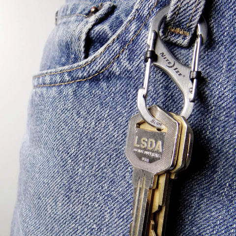 Size 2 Stainless Steel S Biner With SlideLock Dual Locking Gates For Keys Backpack Or Belt Loop Secure Clip On Jeans