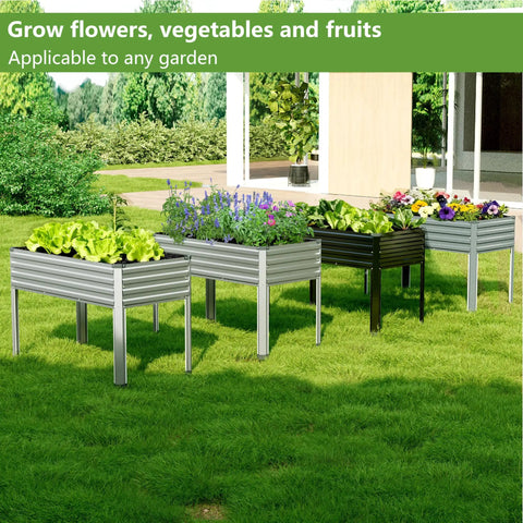 Two Pack Galvanized Raised Garden Beds With Legs, 48 By 24 By 30 Inches, Heavy Duty Metal Planter Box, Rust Resistant Steel