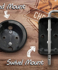 Portable Cord Winder Organizer For Quick Cable Wrangling from Wall to Wall Transport showing fixed and swivel mounts