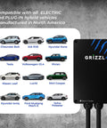 Graphic showing compatibility of Beefy Level 2 EV Charger With WiFi Smart Connect for various electric vehicles.