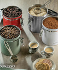 16 Ounce Stainless Steel Coffee Canister with Scoop for Fresh Beans, Airtight Storage with One Way CO2 Valve and Date Tracker Lid