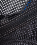 Close-up of black zipper and mesh on XL Mesh Dive Duffel Bag For Scuba And Snorkeling Gear Heavy Duty Travel Duffle