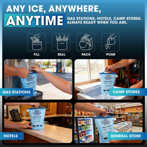 Reusable Ice Packs For Coolers, Large Leakproof Ice Bags, Refillable With Cubed Ice No Freezer Needed, 4 Layer Waterproof