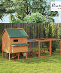 Big Ol Backyard Chicken Coop For Eight To Ten Hens With Nesting Boxes And Run In Bright Orange A Spacious Elevated Wooden Poultry Cage