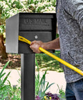 Curbside Locking Security Mailbox for Home Use, USPS Approved, Heavy-Duty Workhorse, showing resistance to tampering attempt.