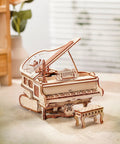 3D Wooden Piano Puzzle Kit For Adults, 223 Pieces, One To Twenty Scale, Gear Filled Wooden Music Box With Book Style Base, build view