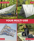 Emergency Blanket 100 Pack Reflective Thermal Mylar Blankets used as weather shield, shelter, signaling, and ground cover.