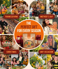 Collage of gift occasions featuring Summer Vegetable And Fruit Seed Variety Pack With 1,875 Non GMO Heirloom Seeds.