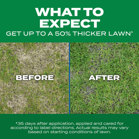 Before and after comparison of lawn using 3 In 1 Lawn Care Kit For Thick Greener Turf Sun And Shade Seed Fertilizer And Soil Improver
