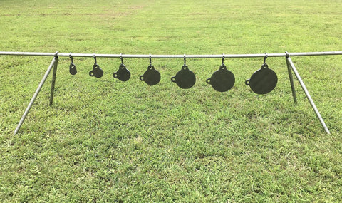AR500 Steel Target Stand Brackets Mounts For One Inch Pipe Or Three Quarter Inch EMT Conduit Two Pack field setup