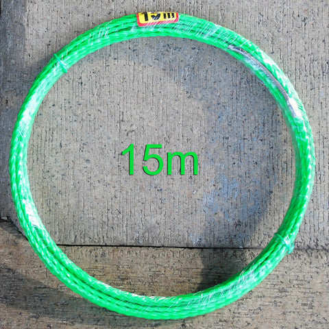Aewio 15 Meter Fishing Tape With 4.5mm Diameter For Electrical Wire Pulling and Line Threader, green nylon core design.
