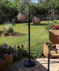 Castillo Outdoor Floor Lamp With Oil Rubbed Bronze Highlight Finish, Rustic Vibe Backyard Lighting, dual rattan shades