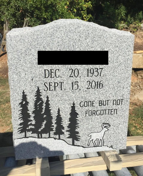 Granite Headstone Die And Base Set For Upright Cemetery Monument With Custom Engraving Polished Serpentine Die And Base