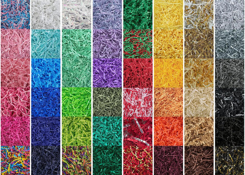 Crinkle Paper Filler For Gift Baskets Kraft 10 Lb Pack That Elevates Your Gift Game Premium Shredded Filler in multiple colors.