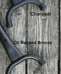 Close-up of Universal Space Saving Steel Hammock Stand 9 Foot Charcoal Color showing charcoal and oil rubbed bronze finishes.