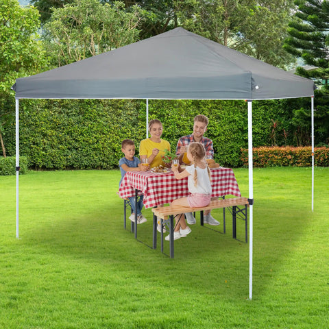 Family under 12x12 Canopy Replacement Top For Pop Up Shade Heavy Duty PU Coated 150D Oxford Fabric Gray Cover Only