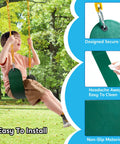 Child on swing with 3 Pack Green Swing Seats Heavy Duty 66 Inch Chains Replacement Swing Set Accessories With Snap Hooks