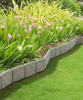 10 Piece Outdoor Garden Edging Border Set With Interlocking Stone Trim And Stakes For Flower Beds And Walkways 8 Foot Kit