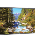 Heavy Duty 70 Inch Led Business Display Built Like A Tank Featuring Dual Hdmi Vga Dvi Displayport Lan Control Ops Slot Plug And Play Ready Slick Professional Black Housing showing vibrant nature scenery.