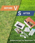 Comparison of lawn before and after using 4-in-1 Soil Test Kit For pH, Nitrogen, Phosphorus And Potassium, 40-Count Upgraded Nutrient Tester