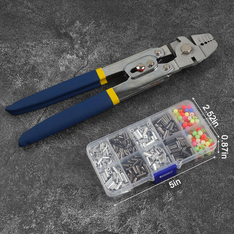 Heavy Duty Fishing Crimping Tool Kit With Stainless Steel Pliers And 590 Crimp Sleeves Beads Set for wire rope and lines