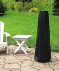 Chiminea Outdoor Fireplace Wood Burning Fire Pit With Poker And Cover Black Metal Patio Heater in garden setting