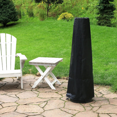 Chiminea Outdoor Fireplace Wood Burning Fire Pit With Poker And Cover Black Metal Patio Heater in garden setting