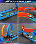 Dope Slot Car Race Track Set With 360 Degree Loops And Four High Speed Cars 64 Piece Large Flexible Raceway For Kids Ages 3 To 12