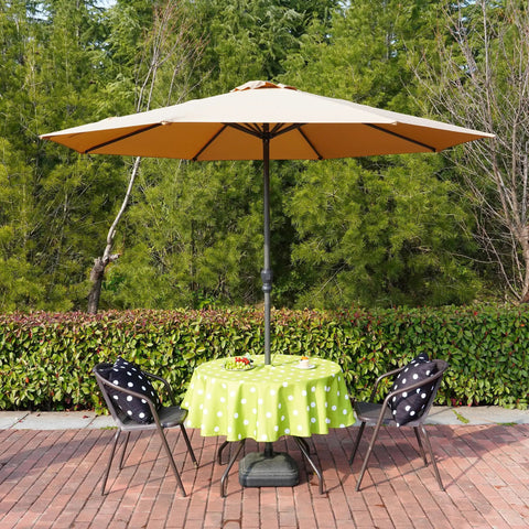 60 Inch Round Outdoor Tablecloth With Umbrella Hole And Zipper, Waterproof Heavy Duty Oxford Fabric, Green Polka Dot on patio