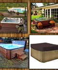 Customizable 18 Oz Waterproof Hot Tub Cover With Elastic Hem For Snug Fit, Weather Resistant Outdoor Square Spa Cover In Coffee