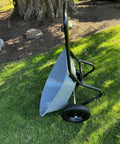 Two Wheel Poly Tray Wheelbarrow With Air Filled Tires, 5 Cubic Foot Rust Proof Tray, 300 Lb Load Capacity, Gray And Black, Side View