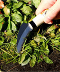 7.6 Inch Serrated Sod Cutter Hand Tool For Weeding And Harvesting in use on grass, manual lawn remover with sharp carbon steel blade