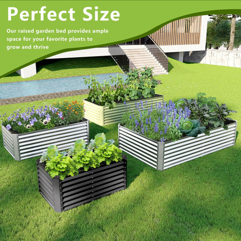 Galvanized Raised Garden Bed 8x2x2 Feet For Outdoor Vegetable Garden with safe corner pads and vegetables planted