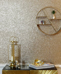 Gold Sequin Wallpaper Roll With Sparkle Finish For Living Rooms And Feature Walls Metallic Texture 20.5 Inches By 19.5 Feet Full Roll