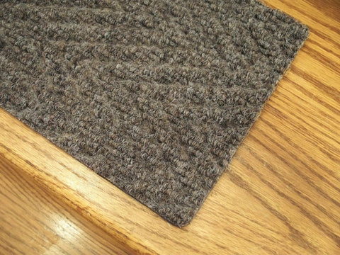 Herringbone Carpet Stair Treads Peel And Stick No Tools Needed Easy Install With Non Slip Backing And Removable Adhesive in Beige Gray