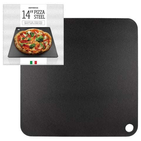Steel Pizza Stone For Oven And Grill Pro Grade 14 By 14 Inch Carbon Steel Plate With Superior Heat Retention For Crisp Crust Pizza And Bread, Built To Last Black Finish