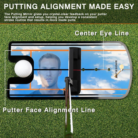 Putting Mirror Training Aid For Golfers With Alignment Lines To Improve Posture Eye Shoulder Alignment And Putting Accuracy
