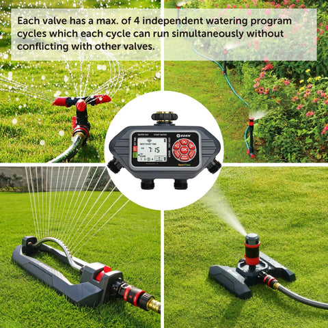 Four Zone Programmable Digital Water Timer With Easy Setup And Large LCD for lawn and garden irrigation