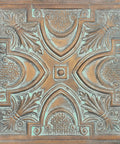 Retro Copper Faux Tin Ceiling Tiles Pack Of 10 For DIY Drop In Or Glue Up Install, 2x2 Grid Fit, PVC Panels, Weathered Look Detail