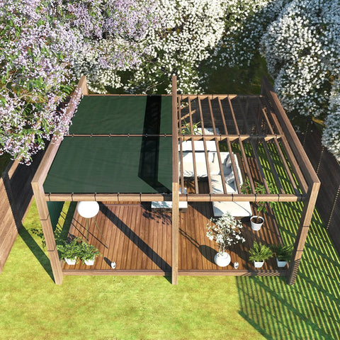 6 Ft By 50 Ft Green Fence Privacy Screen Windscreen Cover Fabric Shade Netting Mesh Cloth Pro Grade 170 GSM UV Stabilized Virgin HDPE installed on backyard pergola