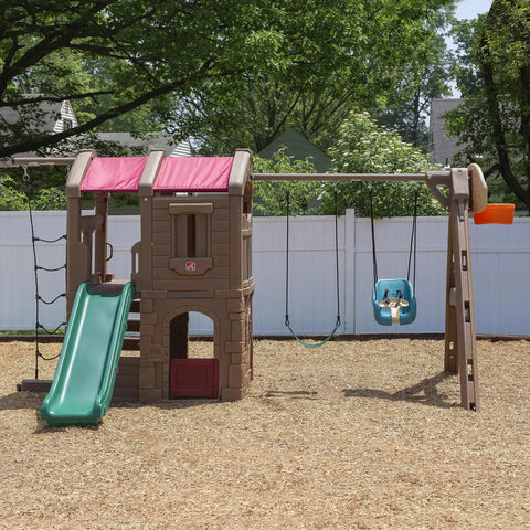 Infant To Toddler Outdoor Swing For Backyard Playset With Bucket Style Seat And Safe Harness, Weather Resistant Rope And Easy Buckle