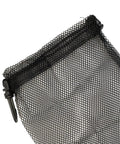 Top view of Heavy Duty Mesh Snorkel And Dive Gear Bag With Clip Side Lock for Easy Access, Durable Polyester Nylon, Black, compact size bag