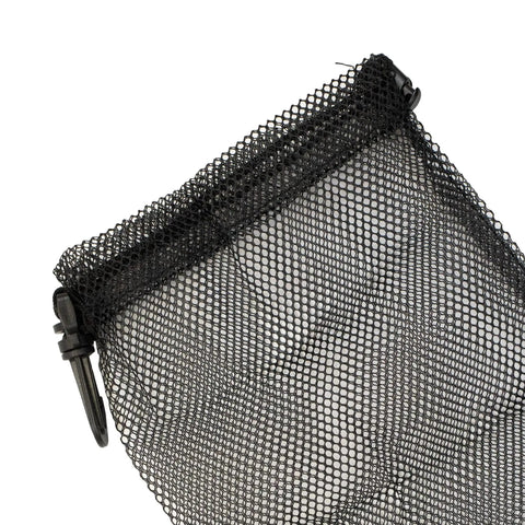 Top view of Heavy Duty Mesh Snorkel And Dive Gear Bag With Clip Side Lock for Easy Access, Durable Polyester Nylon, Black, compact size bag