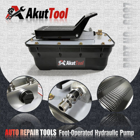 Air Over Hydraulic Foot Pump, 10000 Psi Garage Grade Beast For Auto Body Frame Straightening, Heavy Duty Shop Rigging Machine With 0.6 Gallon Reservoir And No Sweat Hose