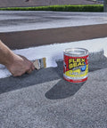 Liquid Rubber Coating Sealant For Waterproof Flexible UV Resistant Protection On Roofs Basements RVs Campers Trailers Marine Surfaces EPDM Masonry 32 Oz Easy To Apply No Mess DIY Friendly No Brainer being applied with a brush on a rooftop surface