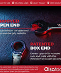 12-Piece SAE Ratcheting Wrench Set With 120-Tooth Gear, Ultra-Slim 3-Degree Swing Arc, close-up of open and box end.