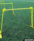 Adjustable Speed Hurdles Set Of 6 For Agility And Plyometrics, Three Heights 6, 9, 12 Inches on turf field