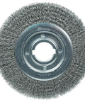 10 Inch Medium Face Crimped Wire Wheel With 0.020 Inch Steel Fill And 2 Inch Arbor Hole For Straight Grinders Benchtop And Buffing Lathes Durable Made In USA Deburring Finishing And Light Cleaning